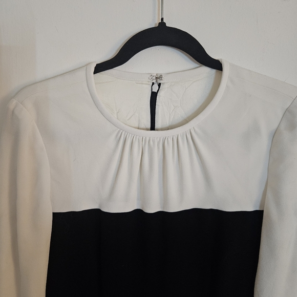 Trina Turk Color-Block Black/White Sheath Long-sleeved Dress size 4 EUC - Picture 3 of 8